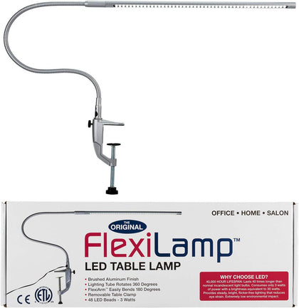 Americanails Original FlexiLamp - LED Table Desk Lamp - Removable Clamp 