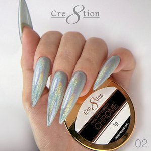Cre8tion Chrome Nail Art Effect Powder 1g - 02 Silver Hologram B