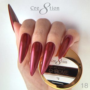Cre8tion Chrome Nail Art Effect Powder 1g - 18 Rose Pink