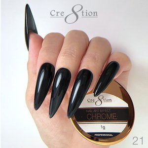 Cre8tion Chrome Nail Art Effect Powder 1g - 21 Silver Black