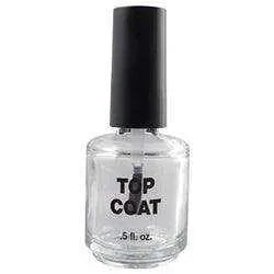 Empty 0.5 oz. Glass Top Coat Polish Bottle (Clear) nailmall