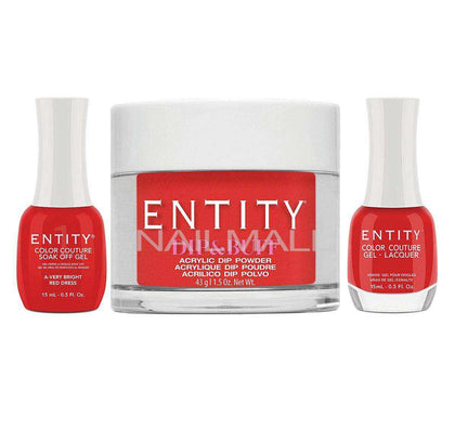 Entity Trio - Gel, Lacquer, & Dip Combo - A-VERY BRIGHT RED DRESS - 5401690 Trio Set - Gel, Lacquer, & Dip