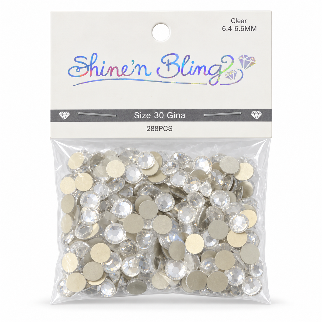 Shine’n Bling Clear Gina Rhinestones Size 30 – 288 Pieces | 6.4-6.6 MM