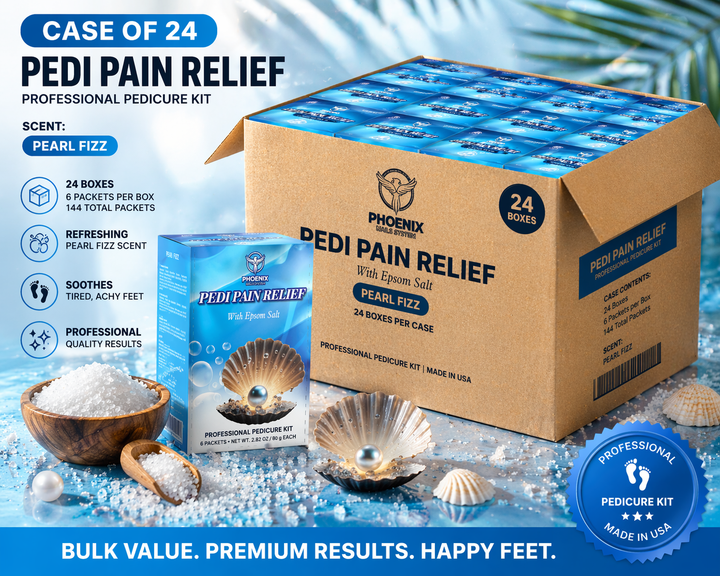 Phoenix Pedi Pain Relief Pedicure Kit + Bonus Kit, Liner, Candle | Case or Single