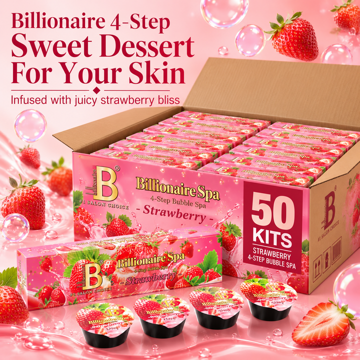 Billionaire Bubble Spa Nail Deluxe 4 Steps Pedicure Manicure Treatment Kit
