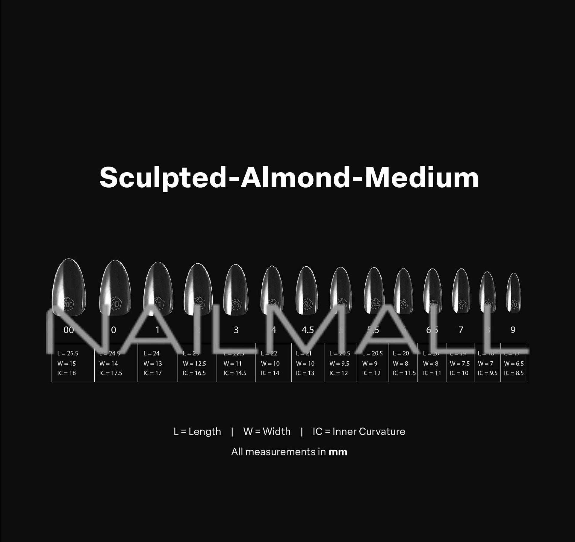 Gel-X Sculpted Almond Medium 2.0 Box of Tips 14 sizes