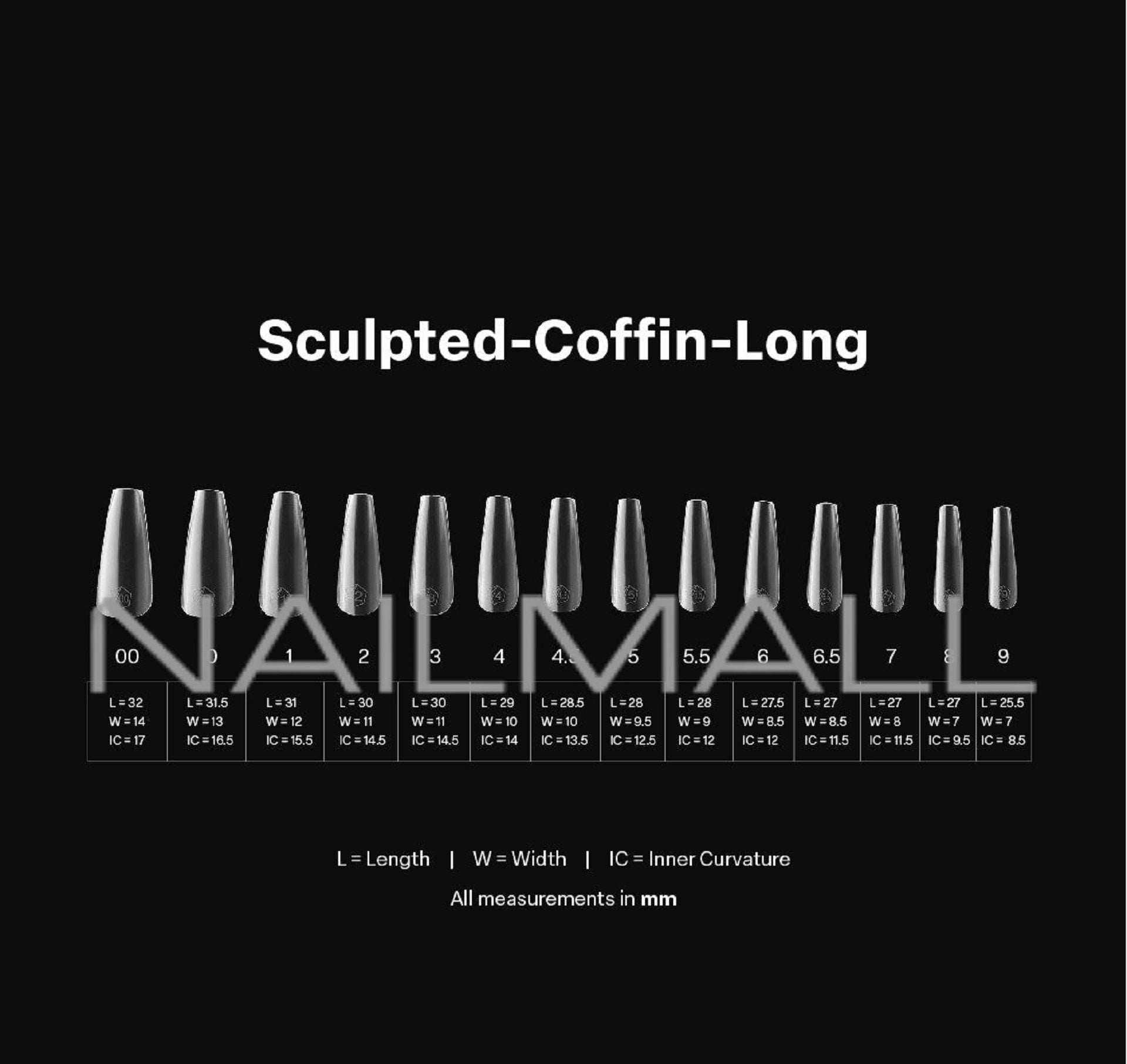 Gel-X Sculpted Coffin Long  2.0 Box of Tips 14 sizes