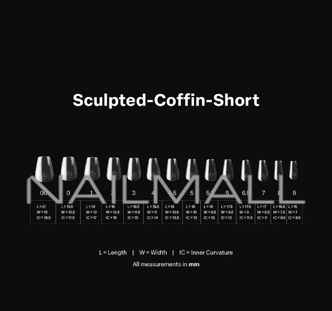 Gel-X Sculpted Coffin Short 2.0 Box of Tips 14 sizes 