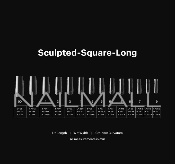 Gel-X Sculpted Square Long 2.0 Box of Tips 14 sizes 