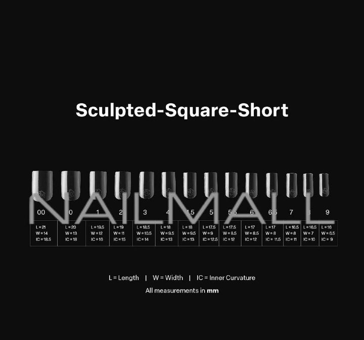 Gel-X Sculpted Square Short 2.0 Box of Tips 14 sizes 