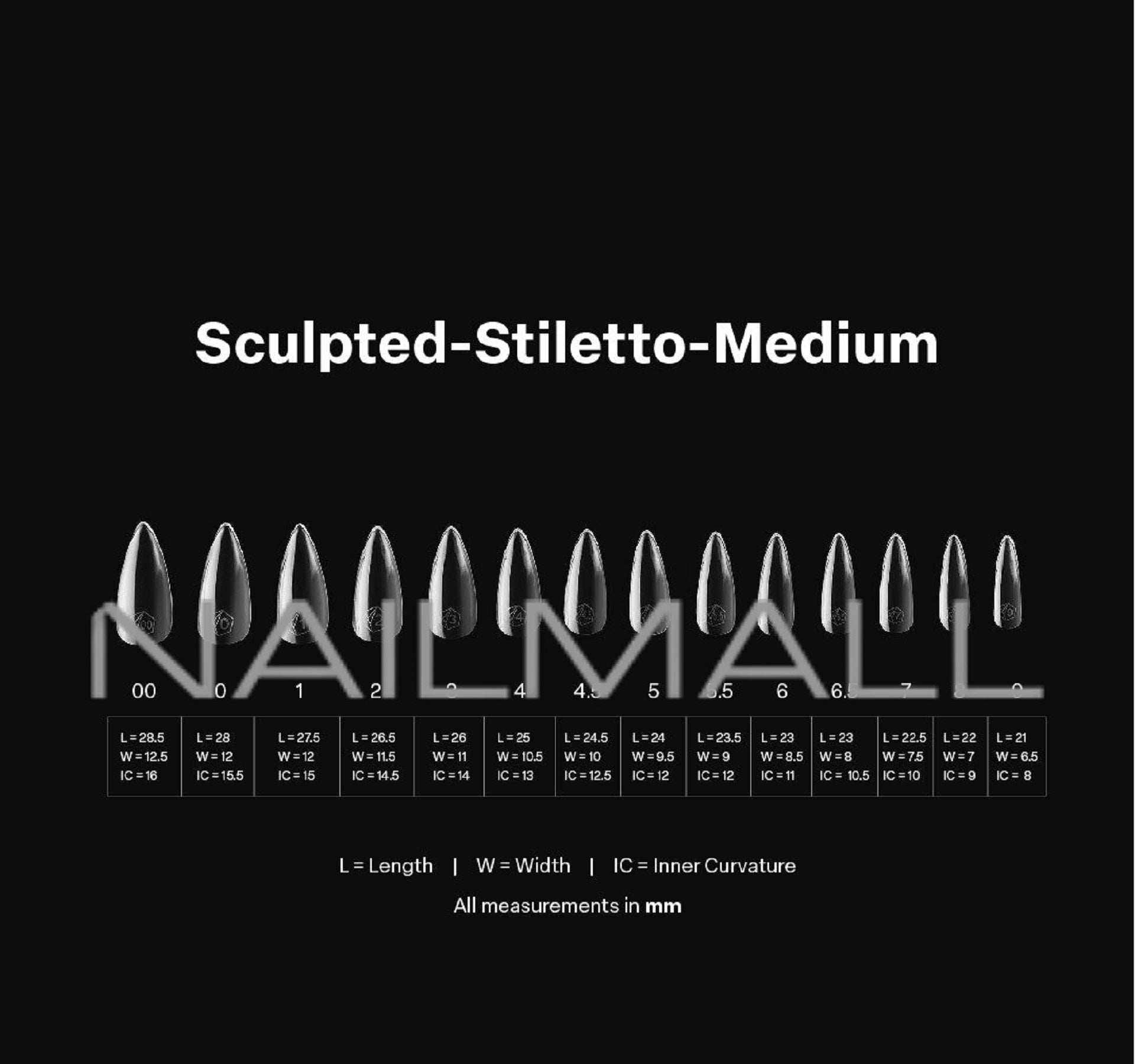 Gel-X Sculpted Stiletto Medium 2.0 Box of Tips 14 sizes