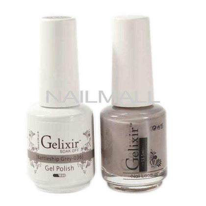 Gelixir - Matching Gel and Nail Lacquer - Battleship Grey - #036 nailmall