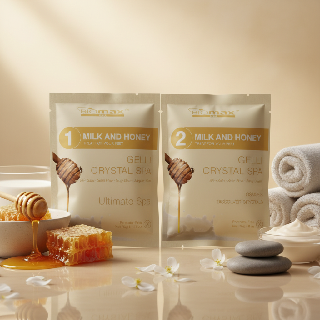 Biomax Gelli Crystal Spa Pedicure Set – Luxury 2-Step Foot Soak (Multiple Scents)