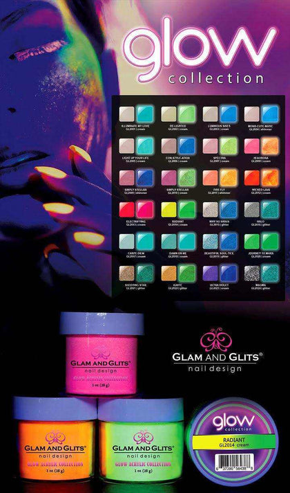 Glam and Glits Acrylic Powder - GLOW Collection (GL2001-GL2024) 24pc Glow Acrylic Powder