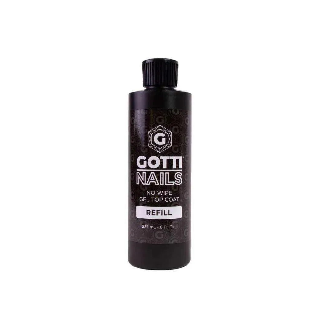 Gotti Nails Gel - No Wipe Gel Top Coat 8oz Refill Gel Top Coat