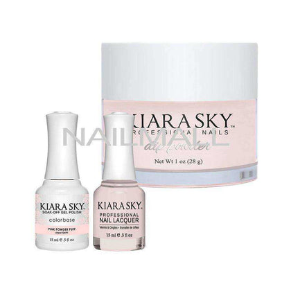 Kiara Sky Trio - Gel, Lacquer, & Dip Combo - DGN491 Pink Powderpuff Trio Set - Gel, Lacquer, & Dip