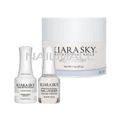 Kiara Sky Trio - Gel, Lacquer, & Dip Combo - DGN555 Frosted Sugar Trio Set - Gel, Lacquer, & Dip