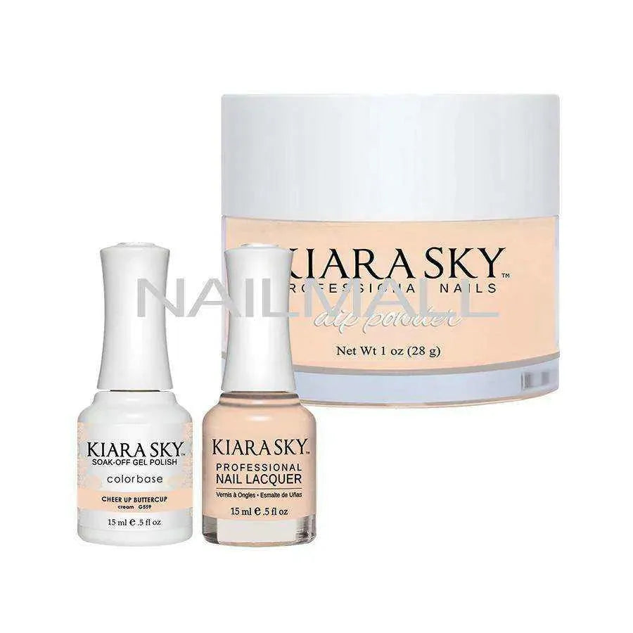 Kiara Sky Trio - Gel, Lacquer, & Dip Combo - DGN559 Cheer Up Buttercup Trio Set - Gel, Lacquer, & Dip