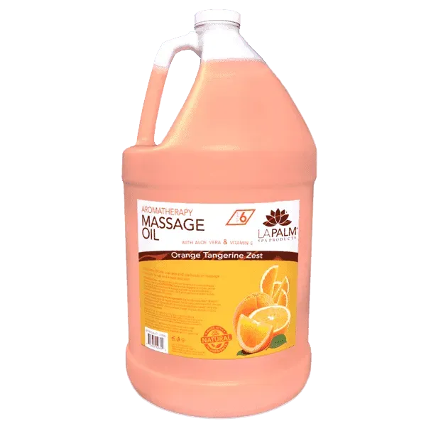 LA PALM Aromatherapy Massage Oil – Orange Tangerine Zest Gallon 4pc Massage Oil