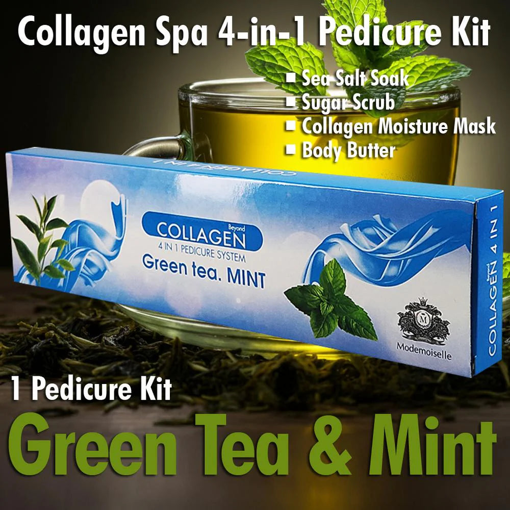Mademoiselle Collagen Spa Pedicure 4-in-1 Kit - Green Tea Mint