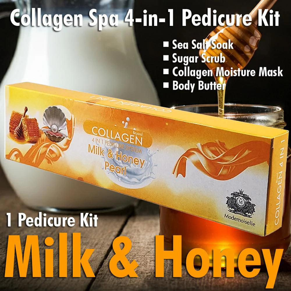 Mademoiselle Collagen Spa Pedicure 4-in-1 Kit - Milk & Honey Pearl