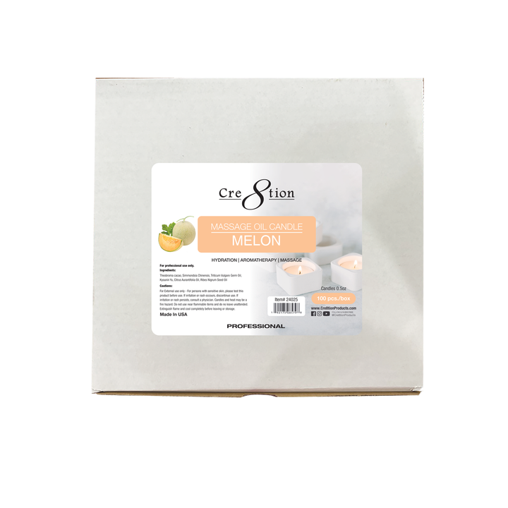 Cre8tion Massage Oil Candles | Melon, Cardamom & Lime Fresh – 100 Count Box