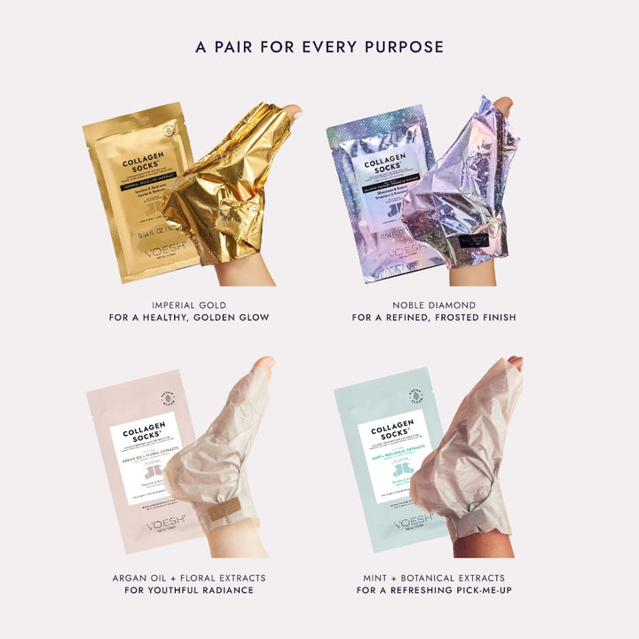 Voesh Collagen Spa Pedicure Socks | Imperial Gold, Noble Diamond