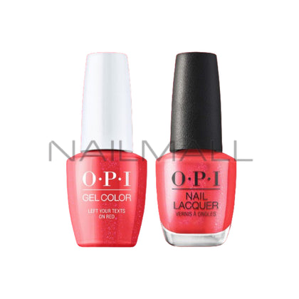 OPI	Spring 2023	Me, Myself and OPI	Gel Duo	Matching Gelcolor and Nail Polish	Left Your Texts on Red	S010 