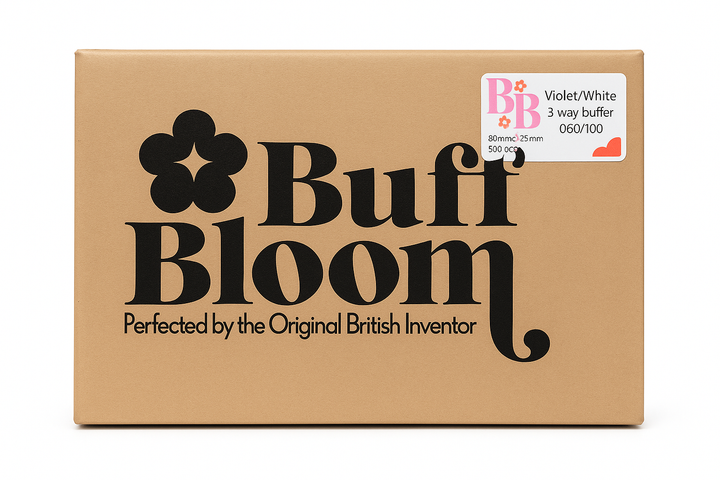 Buff Bloom 3-Way Buffers - Violet & White 060/100 (500 pieces)