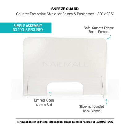 Sneeze Guard Counter Protective Shield for Salons & Businesses - 30” x 23.5” Protection