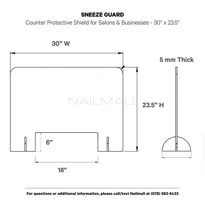 Sneeze Guard Counter Protective Shield for Salons & Businesses - 30” x 23.5” Protection