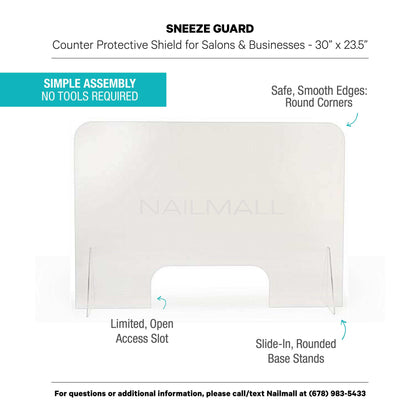Sneeze Guard Counter Protective Shield for Salons & Businesses - 30” x 23.5” nailmall