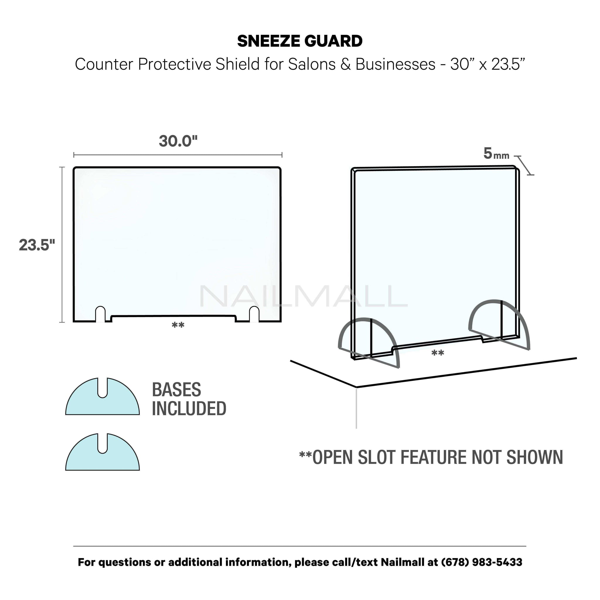Sneeze Guard Counter Protective Shield for Salons & Businesses - 30” x 23.5”