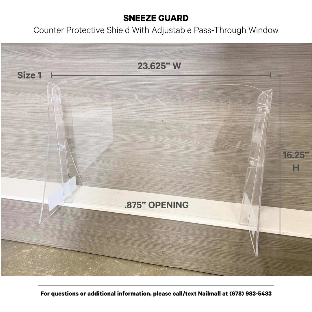 Sneeze Guard with Adjustable Pass-Through Window Protection