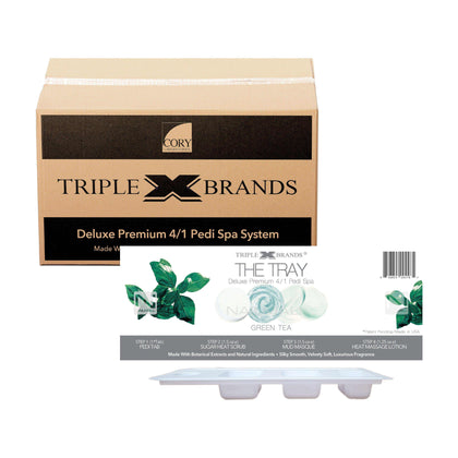 Triple X Brands 4/1 Pedi Spa Tray - Green Tea 54pc Pedicure Kit