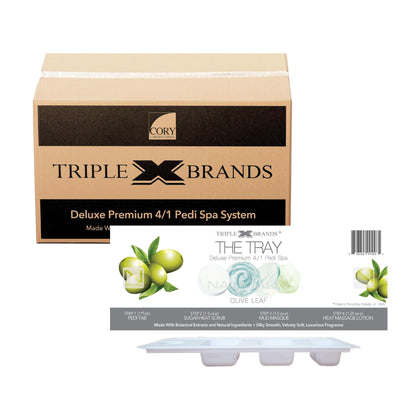 Triple X Brands 4/1 Pedi Spa Tray - Olive Leaf 54pc Pedicure Kit