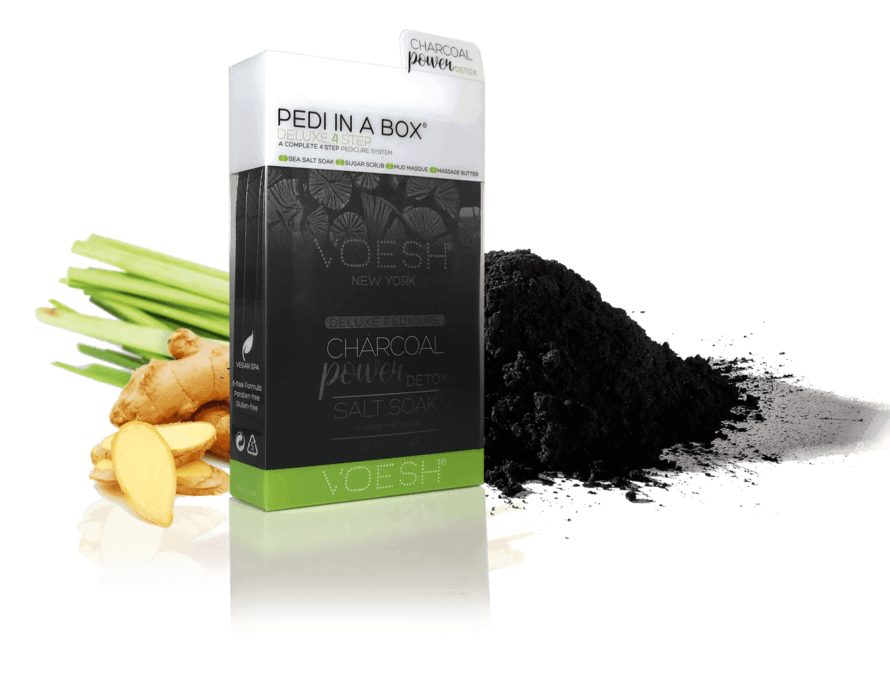 VOESH Pedi in a Box - Deluxe 4 Step Charcoal Power Detox